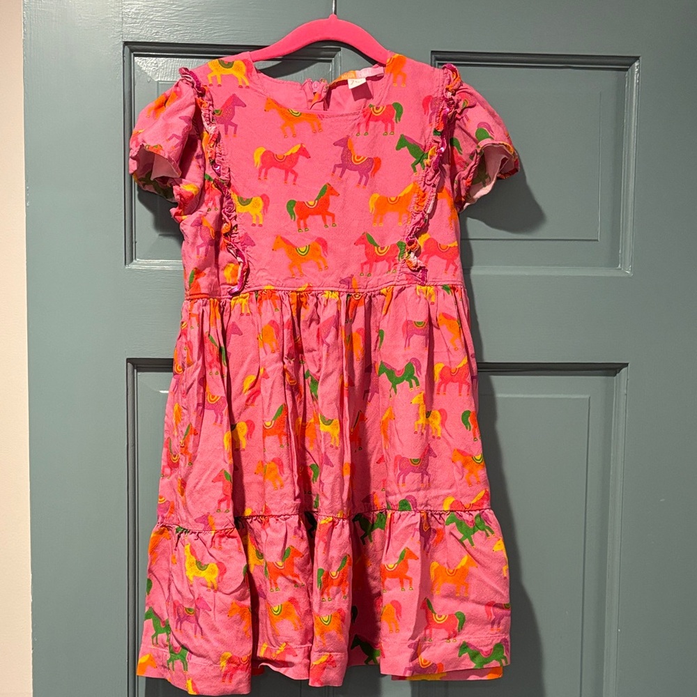 Pink Horse Print Briton Court Dress Size 7